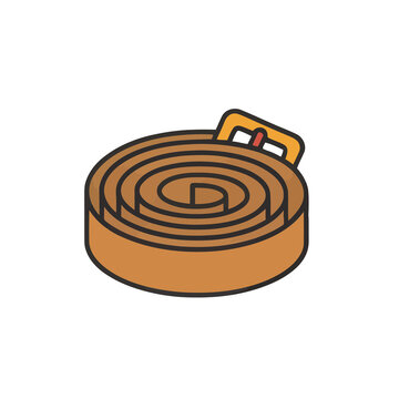 Rolled brown leather belt with buckle