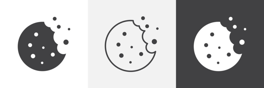 Cookie icon flat outline in black