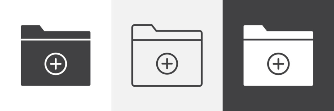 Create folder icon flat outline in black