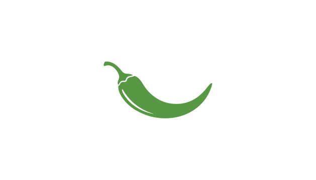 Spicy green chili pepper cartoon style illustration representing spicy ingredient and healthy organic vegetable.