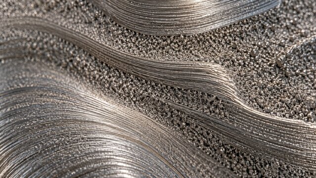 Abstract metal sintering texture with layered metallic bands