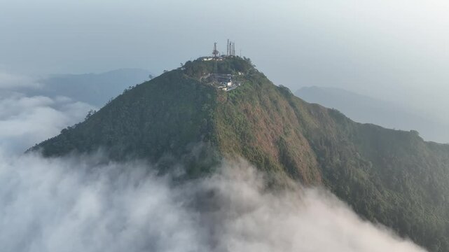 Aerial view of Triangle Sky Telomoyo peak in Indonesia.