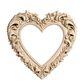 Ornate Beige Heart Shaped Vintage Mirror