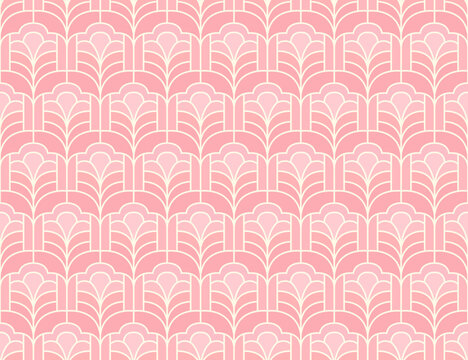 Pink art deco geometric seamless vector pattern background