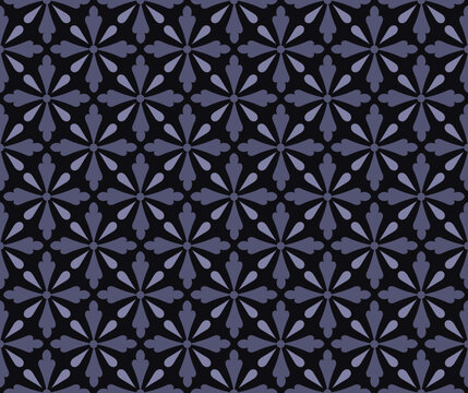 Purple art deco floral star seamless vector pattern background