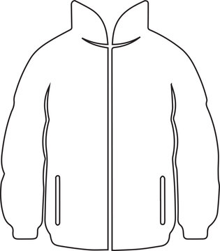 Blank hooded puffer jacket technical flat ,vector illustration winter outerwear coat template icon