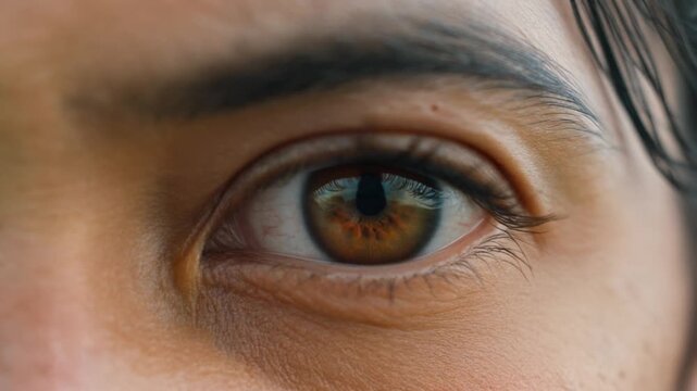 Firefly Extreme macro photorealistic footage of a rugby player's eye during a fierce tackle