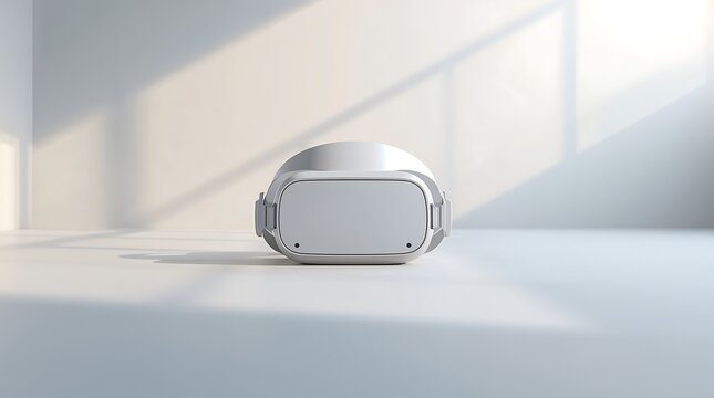 Modern virtual reality headset on clean surface
