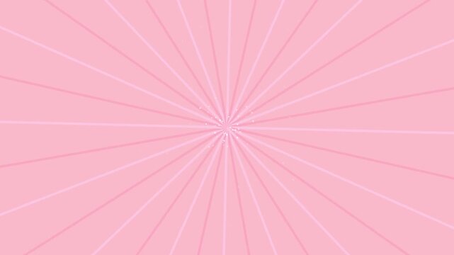 Pink background with radial sunburst lines and sparkling star dust animation