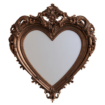 Ornate Heart Shaped Antique Wall Mirror