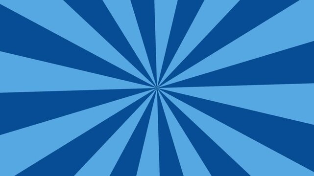 Blue striped comic book sunburst background animation loop
