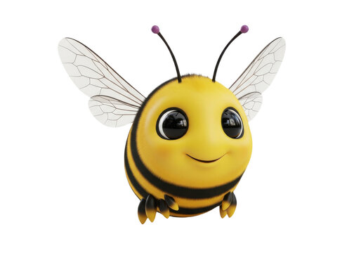 Cute cartoon bee isolated on transparent background