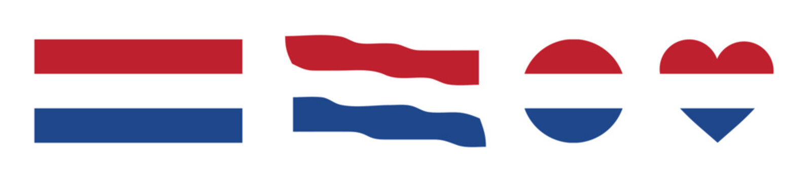 Netherlands Flag Icon Set in Various Shapes