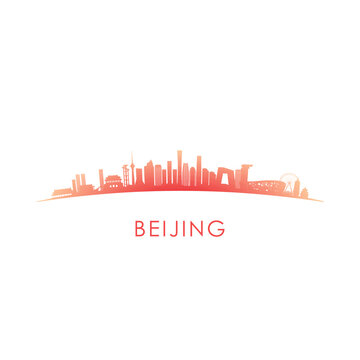 Beijing skyline silhouette. Vector design colorful illustration