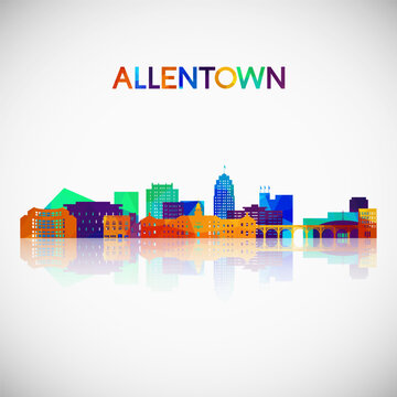 Allentown skyline silhouette in colorful geometric style. Symbol for your design. Vector illustration.