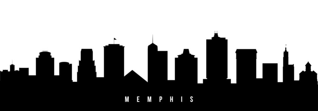 Vector silhouette illustration of Memphis urban skyline. Modern minimalist cityscape graphic, perfect for travel, banners or backgrounds