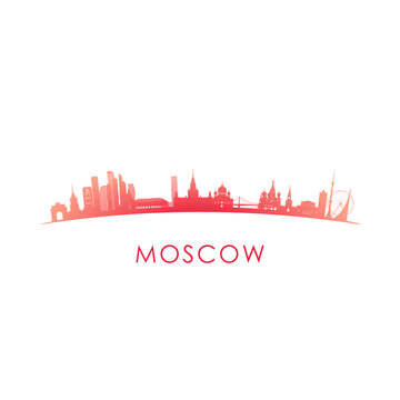 Moscow skyline silhouette. Vector design colorful illustration