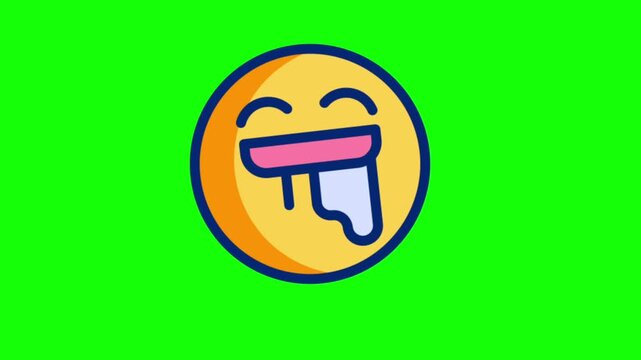 Drooling face emoji animation with green screen background for video editing and digital content