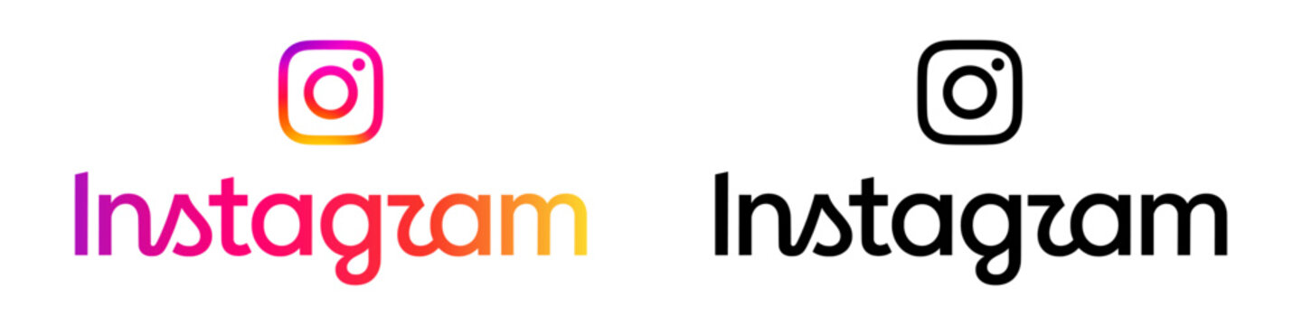 New 2026 updated modern instagram wordmark logo in gradient and monochrome versions - vector