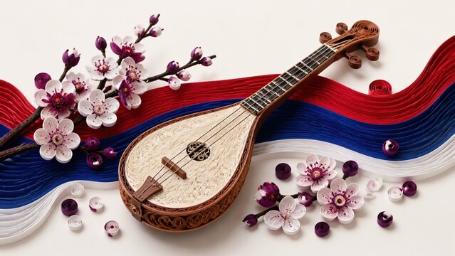 Serbia Statehood Day String Instrument Still Life Poster