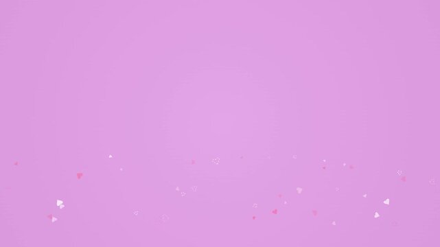 Pink background with floating white and pink hearts rising upwards motion graphic