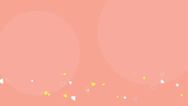 Pink background with floating animated yellow and white hearts motion graphics