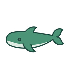 Green cartoon dolphin isolated on transparent background © wiwo