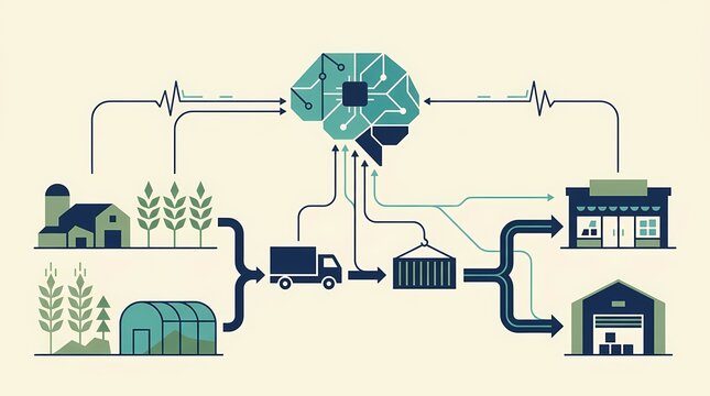 ai food supply forecasting and smart agricultural supply chain illustration - ai generated