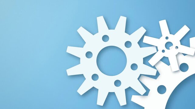 Paper cut gear wheels turning seamless loop motion background