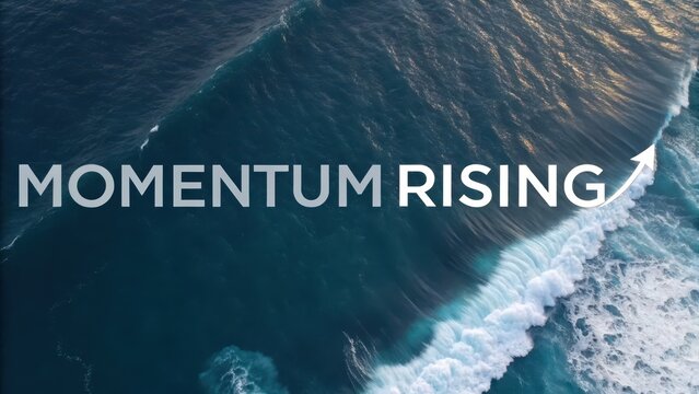 Momentum Rising with Ocean Waves in Bright Sunlight Shine