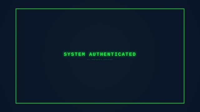 Digital System Authentication Screen with Green Text.