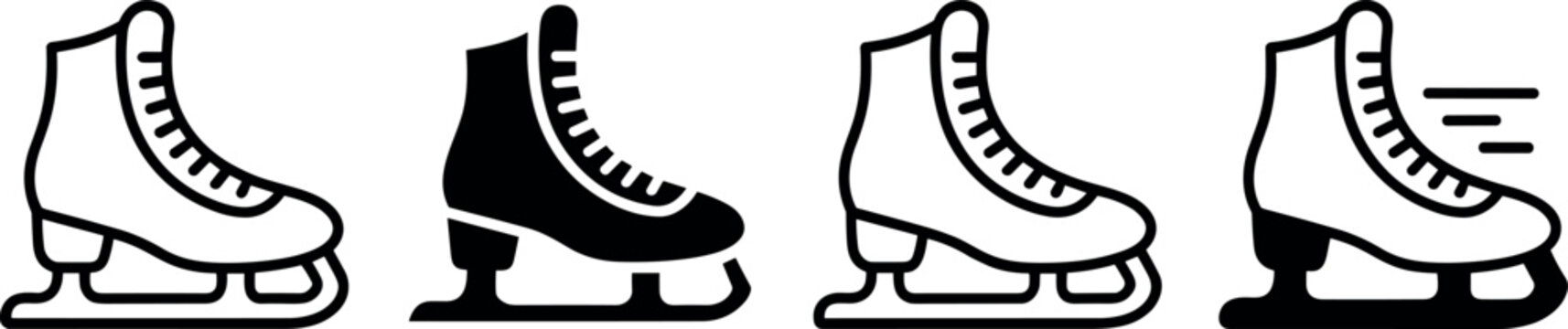 Set of ice skate vector icons for winter sports and ice skating designs