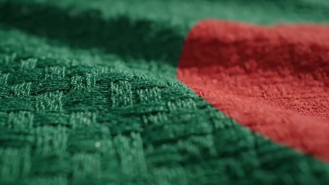Macro video of the bangladesh flag showing detailed fabric texture