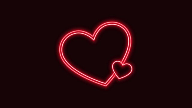 Flashing neon heart on black background, 60Fps, Valentine's day