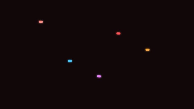 Colorful Floating Lights in Dark Night Sky.