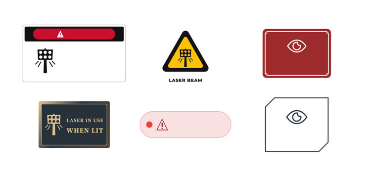 Laser warning sign set class 3b beam hazard and protective eyewear