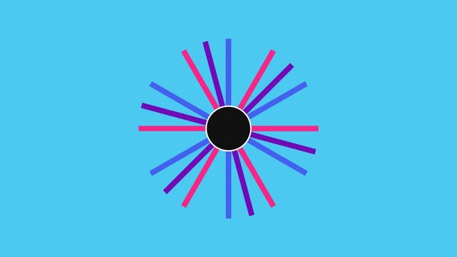 Colorful Radial Burst Abstract Design with Blue Background.
