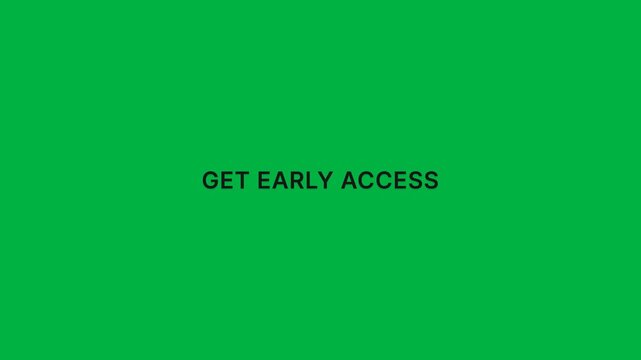 Premium minimalist typography animation featuring the words &ldquo;Get Early Access&rdquo; with a smooth diagonal light shimmer sweeping across the text, designed for product launches, SaaS campaigns, websites, p