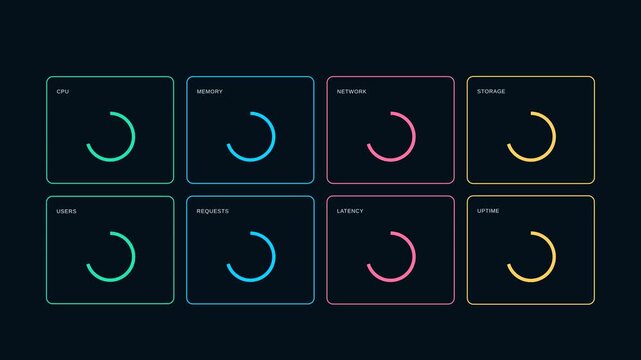 Colorful Neon Loading Progress Indicators for Digital Interfaces.