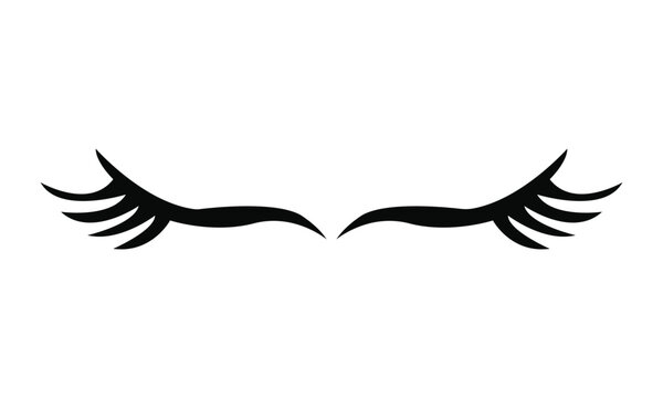 Minimalist false eyelashes with long ends, black silhouette vector illustration