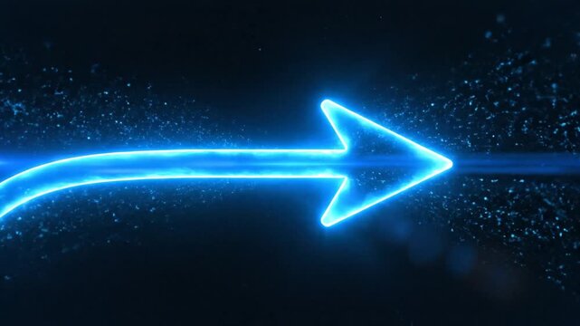 Glowing blue arrow pointing forward with scattered light particles