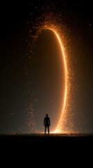 Fototapeta premium Cosmic and sacred circular flame inspired imagery brings a mystical meditative and futuristic suitable for science fiction.