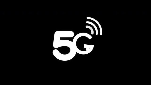 Wireless 5G Network Technology Animating with Glowing Signal Waves, Digital Data Communication