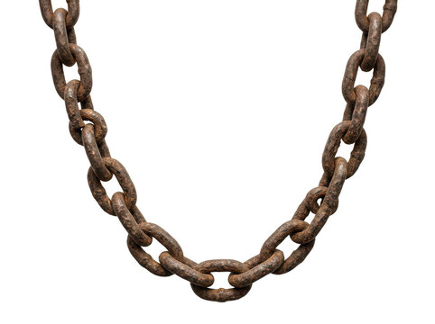 Old rusty metal chain links hanging