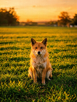 Dingo in Sunset Meadow
