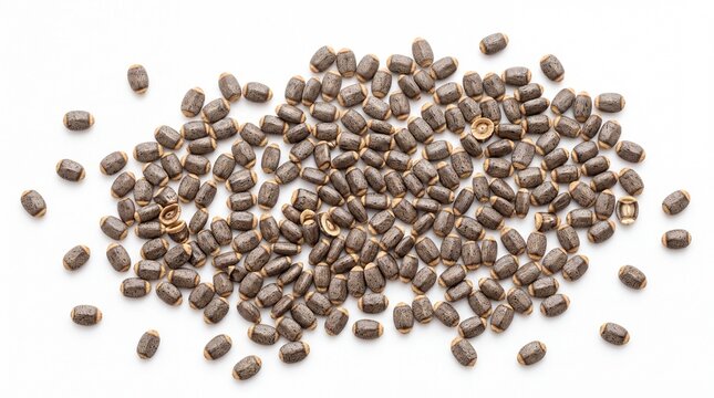 Cassia tora seeds for traditional herbal medicine, dried sicklepod seeds pile, organic jue ming zi tea ingredients for wellness and detox isolated PNG with Transparent Background