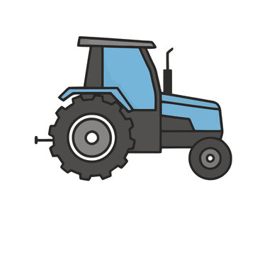 Blue tractor illustration