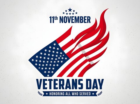 Honoring american heroes veterans day patriotic illustration with waving flag and text
