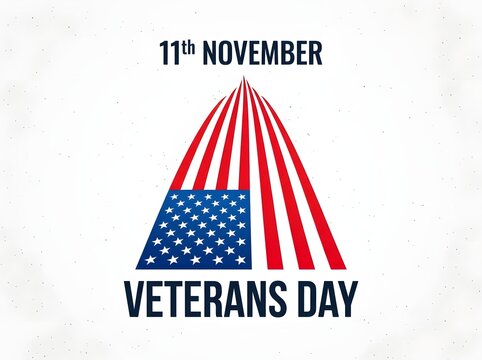 Veterans day illustration with american flag stripes and stars on white background