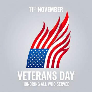 Honoring american veterans day with a flowing flag and patriotic message